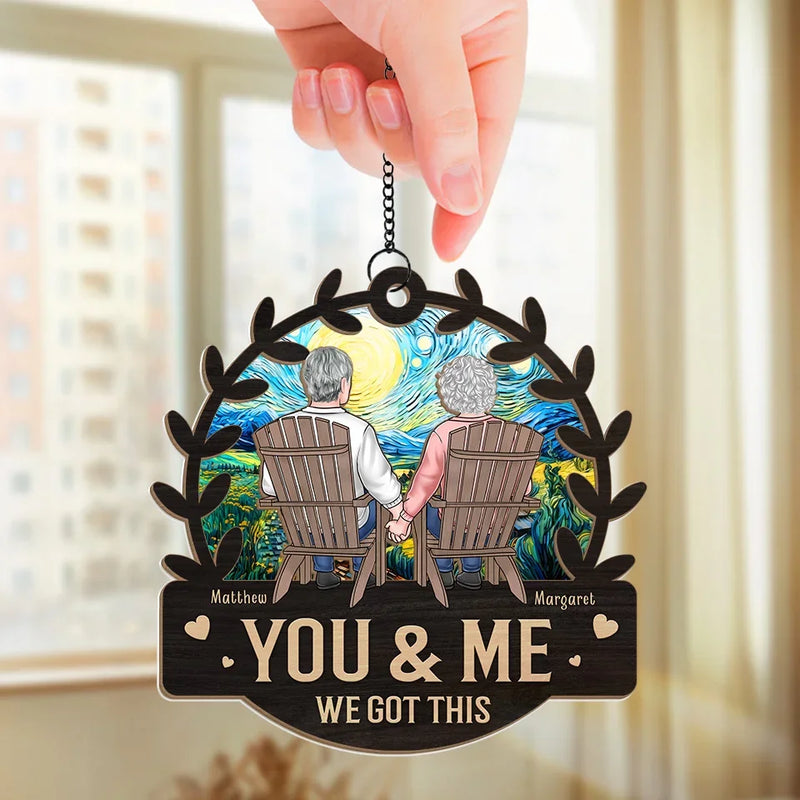 A Couple That Laughs Together, Stays Together - Couple Personalized Window Hanging Suncatcher Ornament - Gift For Husband Wife, Anniversary