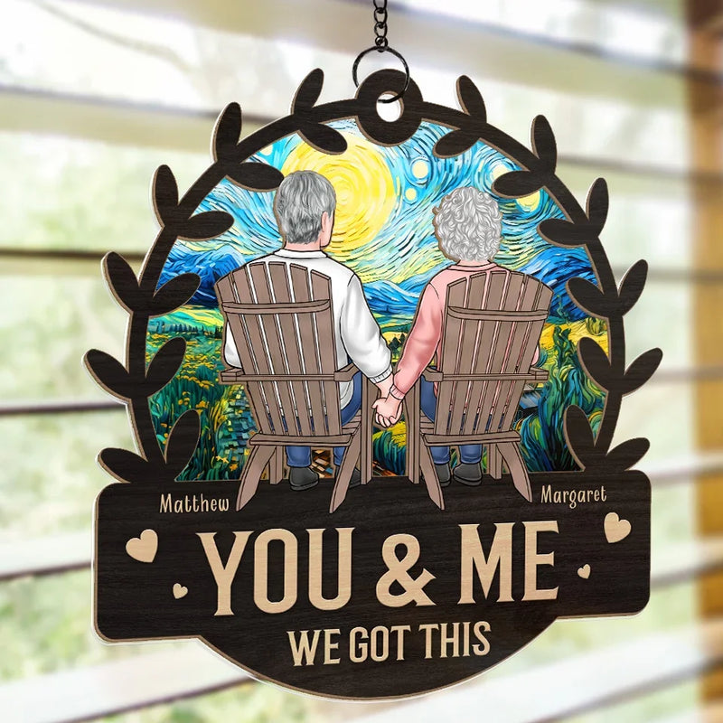 A Couple That Laughs Together, Stays Together - Couple Personalized Window Hanging Suncatcher Ornament - Gift For Husband Wife, Anniversary