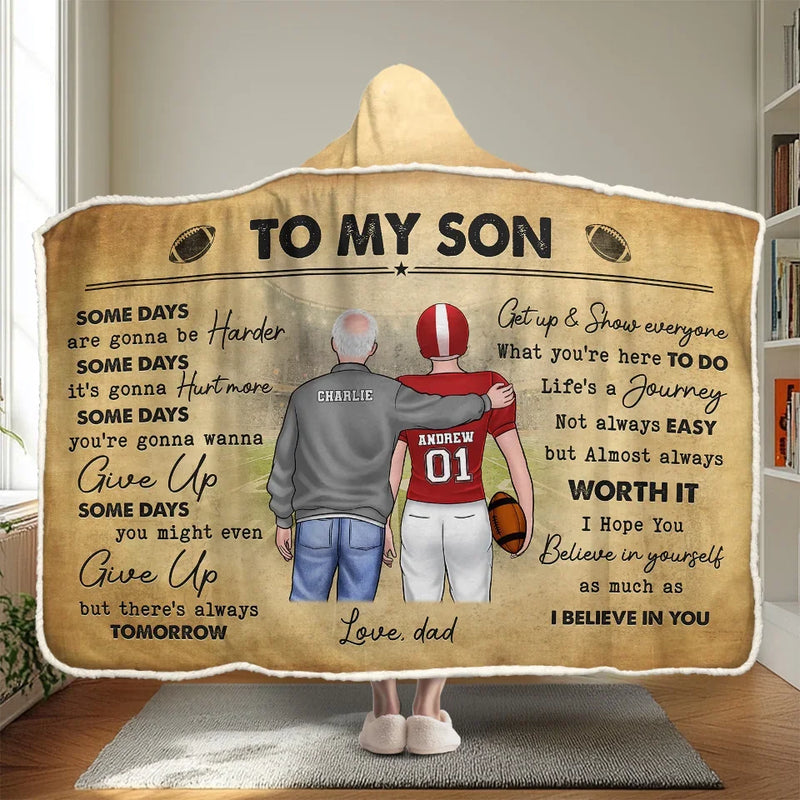 Lace Up, Show Up, Never Give Up - Family Personalized Custom Snuggle Blanket, Hoodie Blanket - Gift For Family Members, Sport Lovers, Sport Players