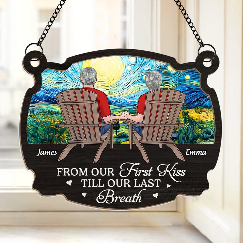Our Love Story Began With A First Glance And Grew Into Forever - Couple Personalized Window Hanging Suncatcher Ornament - Gift For Husband Wife, Anniversary