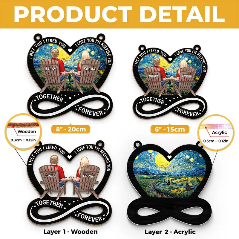 Forever Love - Couple Personalized Window Hanging Suncatcher Ornament - Gift For Husband Wife, Anniversary