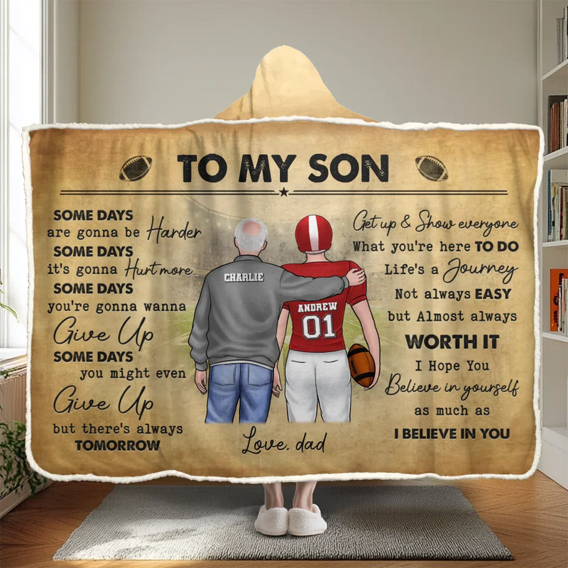 Lace Up, Show Up, Never Give Up - Family Personalized Custom Snuggle Blanket, Hoodie Blanket - Gift For Family Members, Sport Lovers, Sport Players