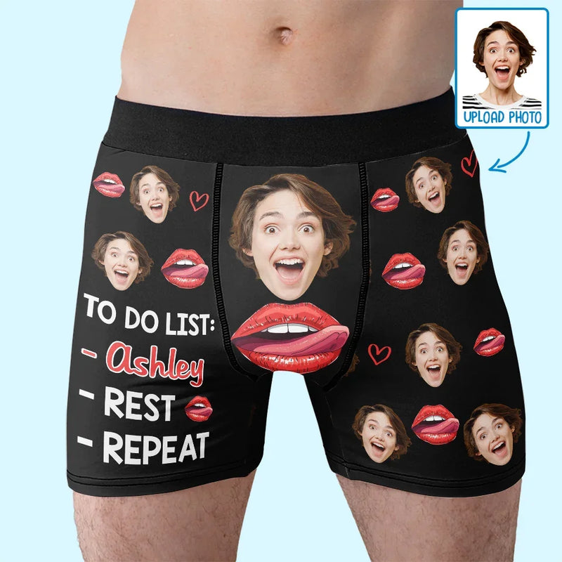 Custom Photo Our Laughter Is My Favorite Melody - Couple Personalized Custom Boxer Briefs, Men's Boxers - Gift For Husband Wife, Anniversary
