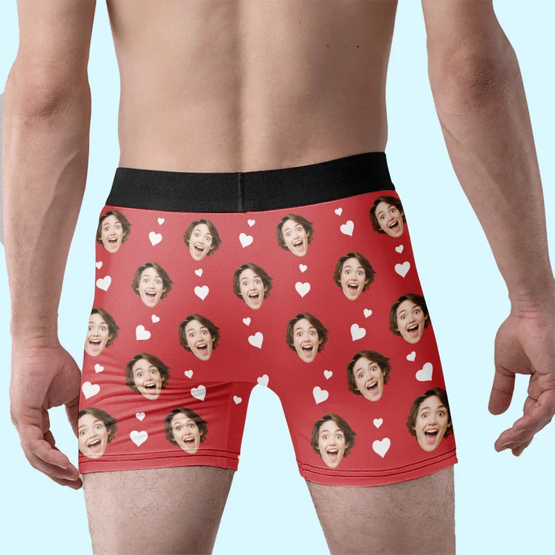 Custom Photo You Make My Heart Smile - Couple Personalized Custom Boxer Briefs, Men's Boxers - Gift For Husband Wife, Anniversary