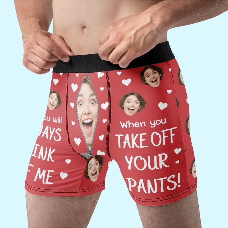 Custom Photo You Make My Heart Smile - Couple Personalized Custom Boxer Briefs, Men's Boxers - Gift For Husband Wife, Anniversary