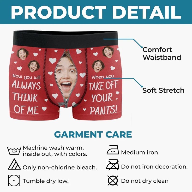 Custom Photo You Make My Heart Smile - Couple Personalized Custom Boxer Briefs, Men's Boxers - Gift For Husband Wife, Anniversary