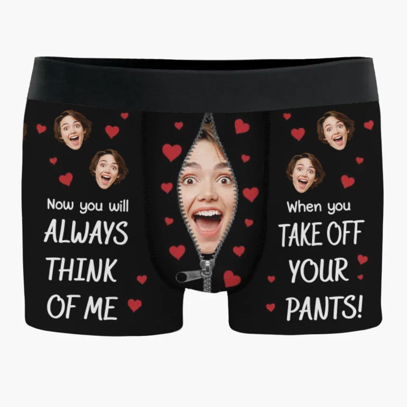 Custom Photo You Make My Heart Smile - Couple Personalized Custom Boxer Briefs, Men's Boxers - Gift For Husband Wife, Anniversary