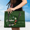 Every Grandma Is A Flower That Never Fades - Family Personalized Custom Leather Handbag - Gift For Mom, Grandma