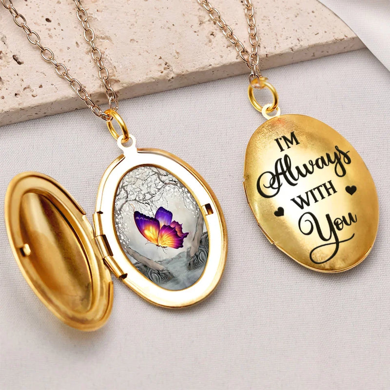In Our Hearts, You’ll Live Forever - Memorial Personalized Custom Locket Necklace - Sympathy Gift For Family Members