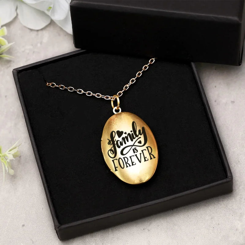 Custom Photo Family Is Forever - Family Personalized Custom Locket Necklace - Gift For Family Members