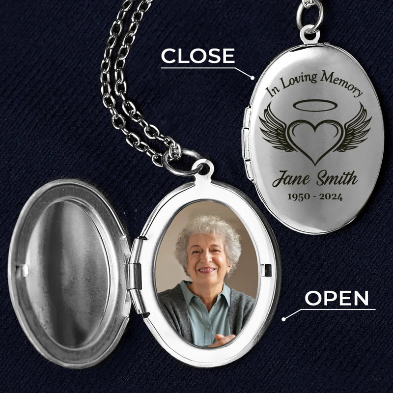 Custom Photo Forever In Our Hearts - Memorial Personalized Custom Locket Necklace - Sympathy Gift For Family Members