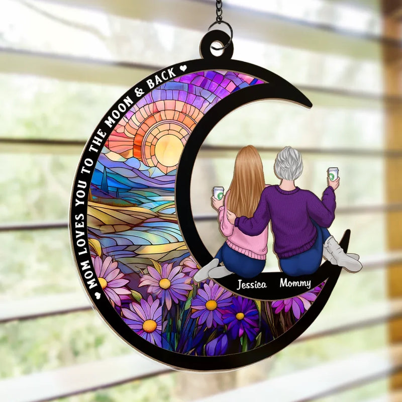 A Mom’s Love, A Daughter’s Joy - Family Personalized Window Hanging Suncatcher Ornament - Gift For Mom, Daughter