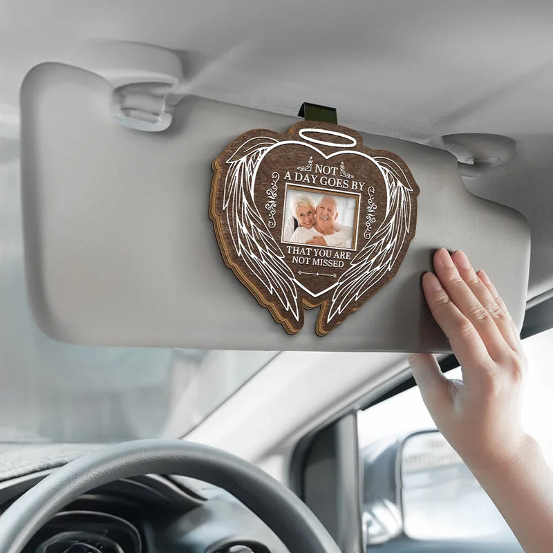 Custom Photo Always On Our Minds Forever In Our Hearts - Memorial Personalized Custom Car Visor Clip - Sympathy Gift For Family Members