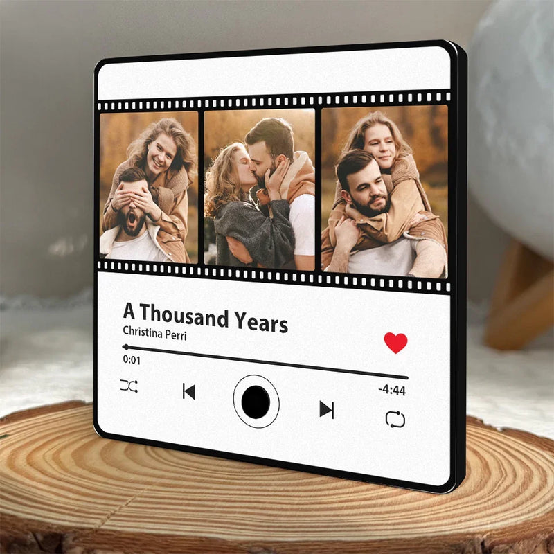 Custom Photo Our Hearts Speak The Same Language - Couple Personalized Custom Music Fridge Magnet That Can Play Songs - Gift For Husband Wife, Anniversary
