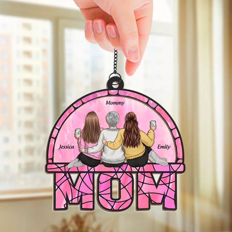 Behind Every Great Daughter Is An Amazing Mom - Family Personalized Window Hanging Suncatcher - Gift For Mom, Daughter