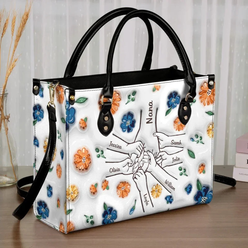 So Much Wisdom And Love - Family Personalized Custom 3D Inflated Effect Printed Leather Handbag - Gift For Mom, Grandma