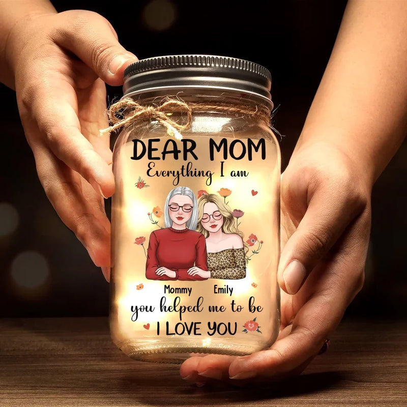 Mom, You Are My Everything - Family Personalized Custom Mason Jar Light - Gift For Mom, Daughter