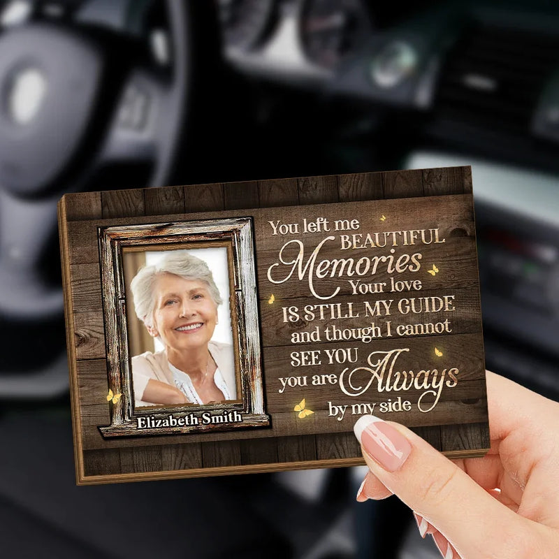 Custom Photo In Our Memories, You Will Always Live - Memorial Personalized Custom Car Visor Clip - Sympathy Gift For Family Members