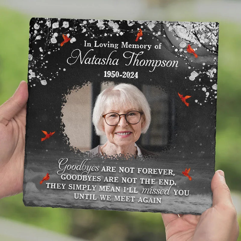 Custom Photo You Will Remain In Our Hearts Forever - Memorial Personalized Custom Square Shaped Memorial Stone - Sympathy Gift For Family Members