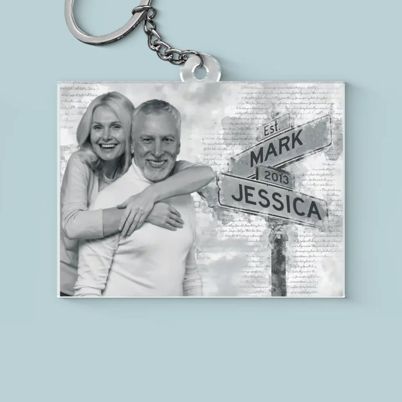 Custom Photo Loved You Then, Love You Still - Couple Personalized Custom Shaped Acrylic Keychain - Gift For Husband Wife, Anniversary