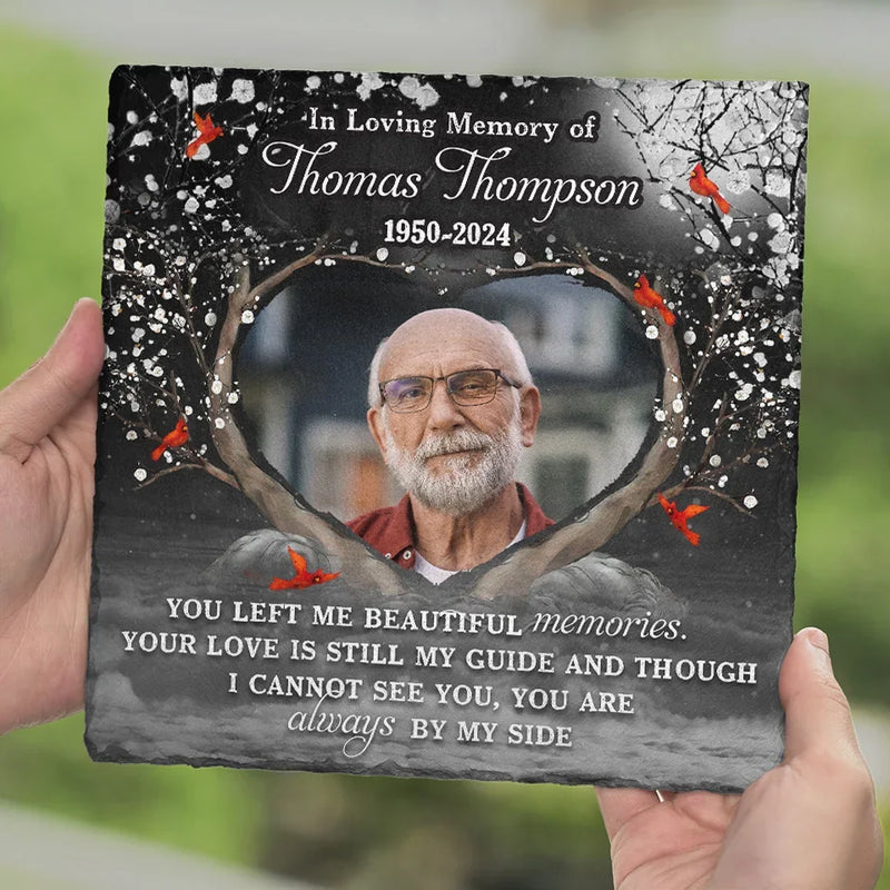 Custom Photo You Will Always Be With Us In Spirit - Memorial Personalized Custom Square Shaped Memorial Stone - Sympathy Gift For Family Members