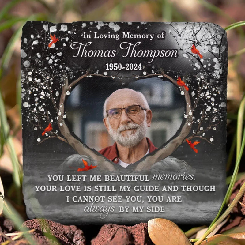 Custom Photo You Will Always Be With Us In Spirit - Memorial Personalized Custom Square Shaped Memorial Stone - Sympathy Gift For Family Members
