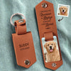 Custom Photo Crossed The Rainbow Bridge Knowing I Was Loved - Memorial Personalized Custom Engraved Leather Keychain - Sympathy Gift For Pet Owners, Pet Lovers