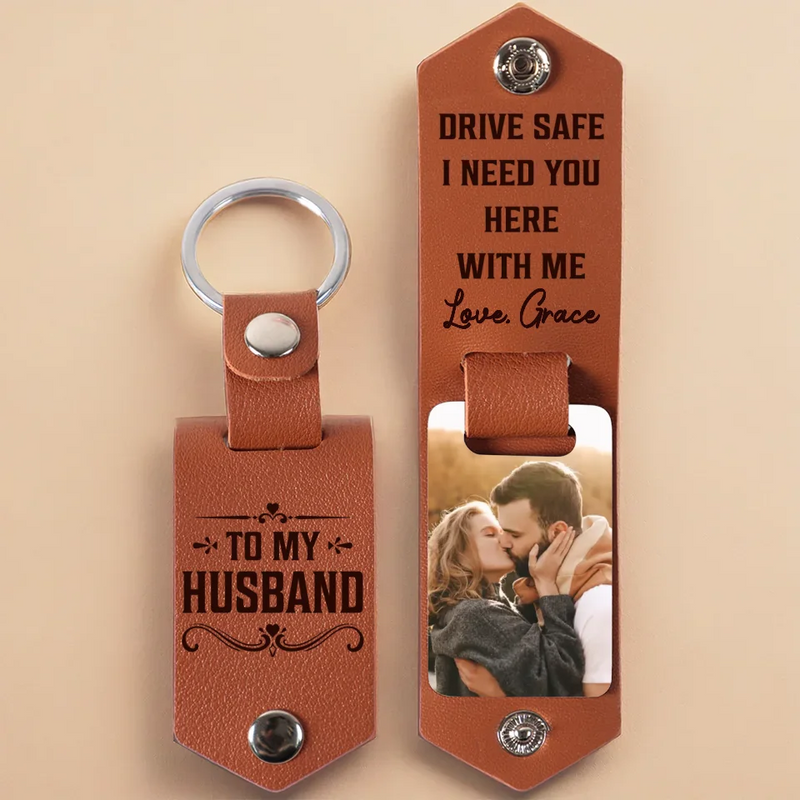 Custom Photo Your Love Is My Greatest Gift - Couple Personalized Custom Engraved Leather Keychain - Gift For Husband Wife, Anniversary