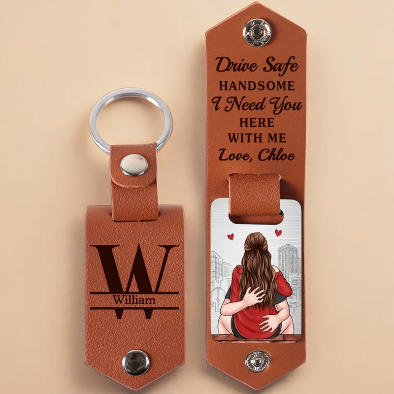 Every Day Is Better With You By My Side - Couple Personalized Custom Engraved Leather Keychain - Gift For Husband Wife, Anniversary