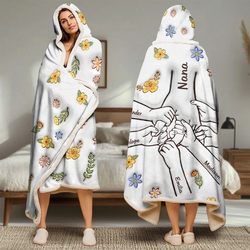 Love Makes A Family Complete - Family Personalized Custom 3D Inflated Effect Printed Snuggle Blanket, Hoodie Blanket - Gift For Family Members