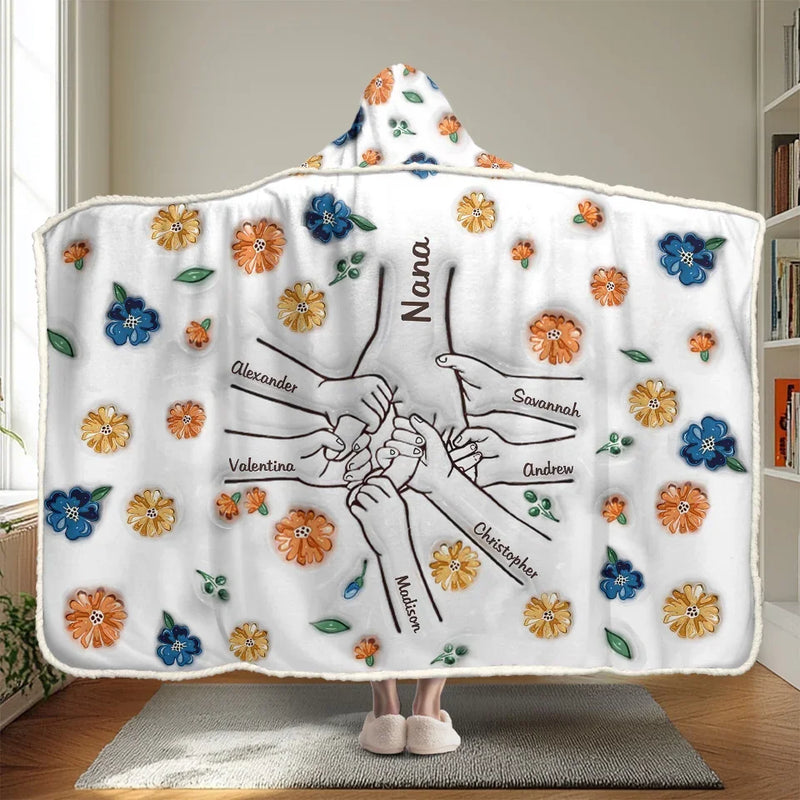 Holding Hands Is A Reminder That We Are All Connected - Family Personalized Custom 3D Inflated Effect Printed Snuggle Blanket, Hoodie Blanket - Gift For Family Members