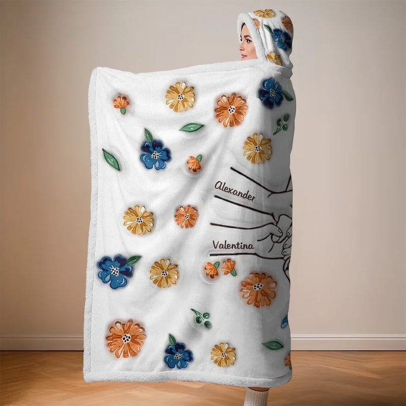 Holding Hands Is A Reminder That We Are All Connected - Family Personalized Custom 3D Inflated Effect Printed Snuggle Blanket, Hoodie Blanket - Gift For Family Members