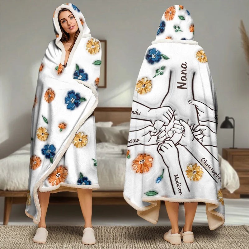 Holding Hands Is A Reminder That We Are All Connected - Family Personalized Custom 3D Inflated Effect Printed Snuggle Blanket, Hoodie Blanket - Gift For Family Members