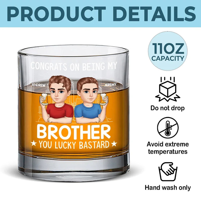There’s No Buddy Like A Brother - Family Personalized Custom Whiskey Glass - Gift For Family Members