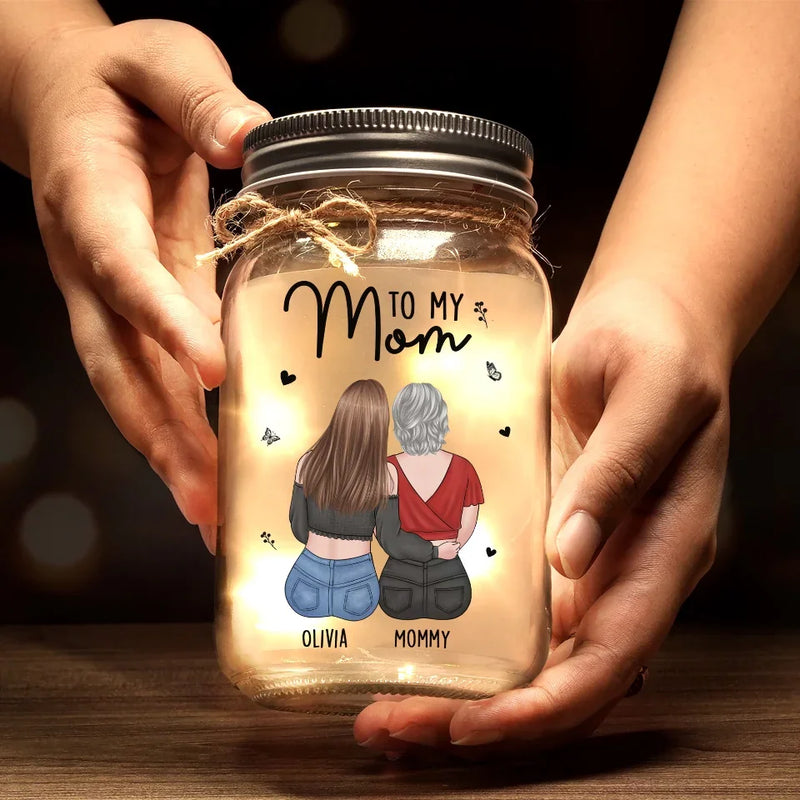 A Mother’s Love For Her Daughter Knows No Limits - Family Personalized Custom Mason Jar Light - Gift For Mom, Daughter