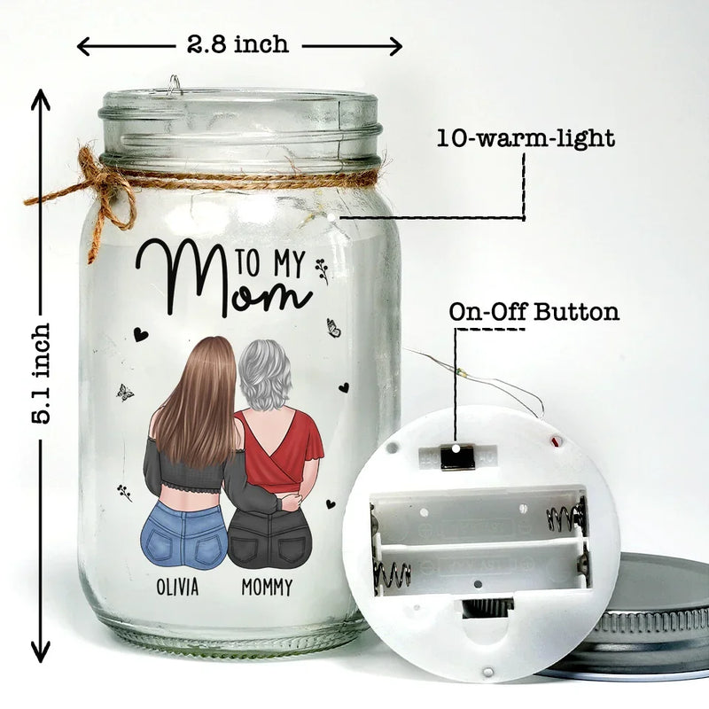 A Mother’s Love For Her Daughter Knows No Limits - Family Personalized Custom Mason Jar Light - Gift For Mom, Daughter