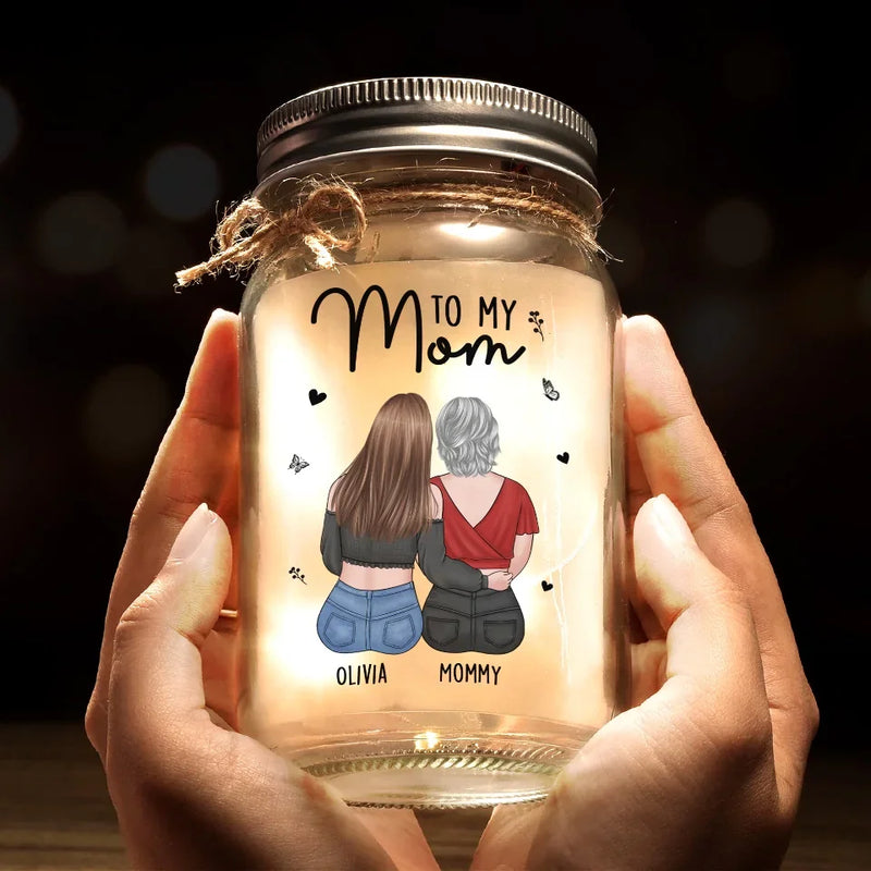 A Mother’s Love For Her Daughter Knows No Limits - Family Personalized Custom Mason Jar Light - Gift For Mom, Daughter