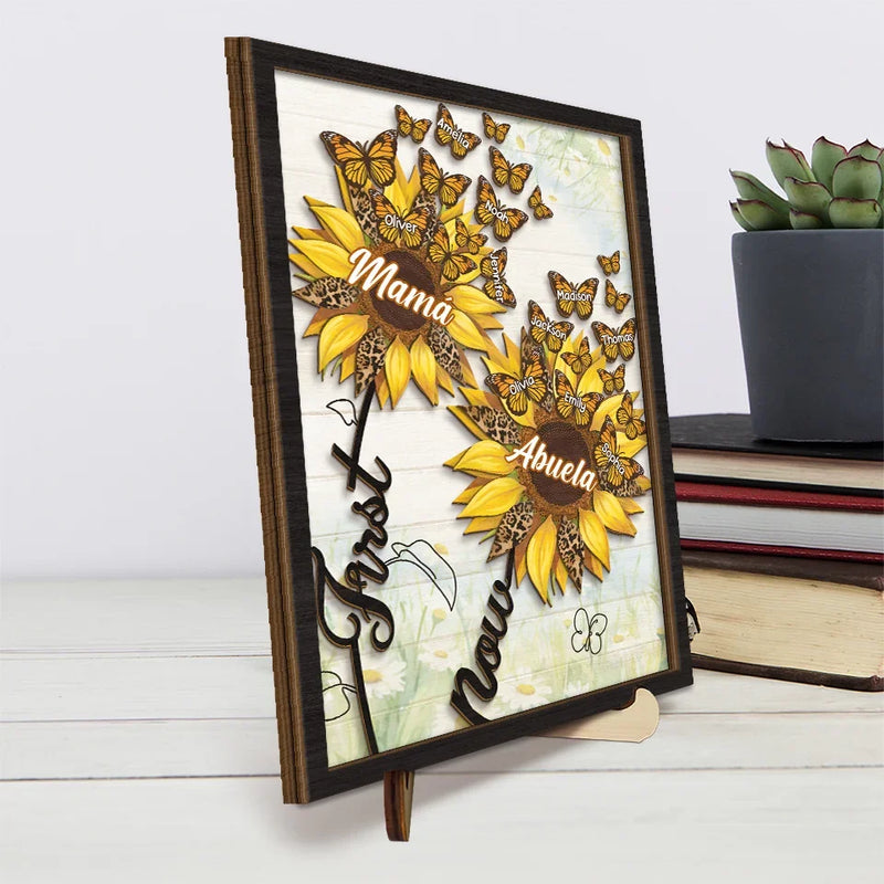 Home Is Wherever You Are - Family Personalized Custom 2-Layered Wooden Plaque With Stand - Gift For Mom, Grandma