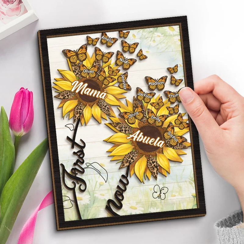 Home Is Wherever You Are - Family Personalized Custom 2-Layered Wooden Plaque With Stand - Gift For Mom, Grandma