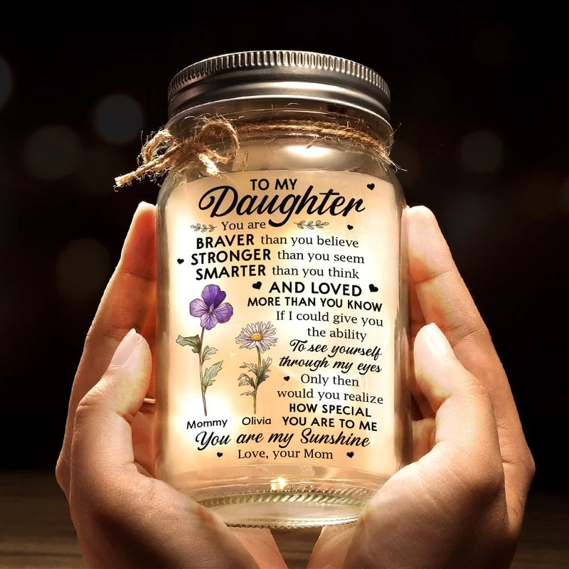 You Are My Sunshine - Family Personalized Custom Mason Jar Light - Gift For Mom, Daughter
