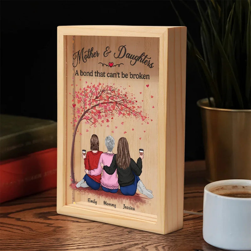 A Mother And Daughter’s Bond Is Unbreakable - Family Personalized Custom Frame Light Box - Gift For Mom, Daughter