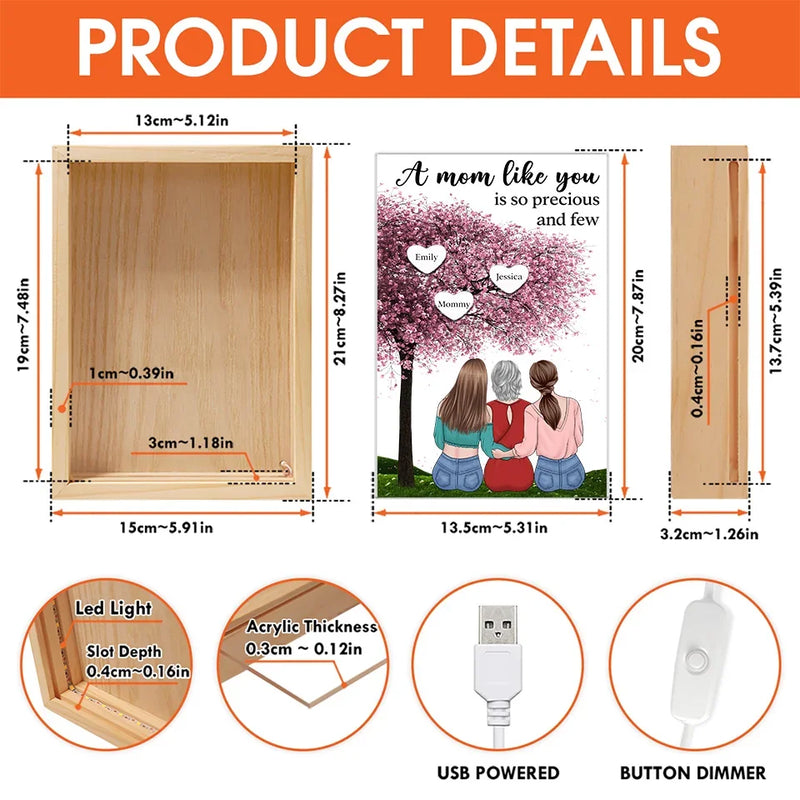 Behind Every Great Daughter Is An Even Greater Mom - Family Personalized Custom Frame Light Box - Gift For Mom, Daughter