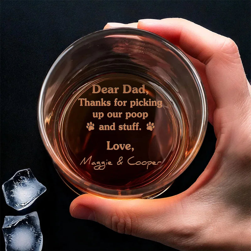 Thanks For Picking My Poop And Stuff - Dog & Cat Personalized Custom Whiskey Glass - Gift For Pet Owners, Pet Lovers