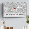 Location Map The Beginning Of Forever - Couple Personalized Custom Map Horizontal Canvas - Map Art, Gift For Husband Wife, Anniversary, Long Distance Relationship