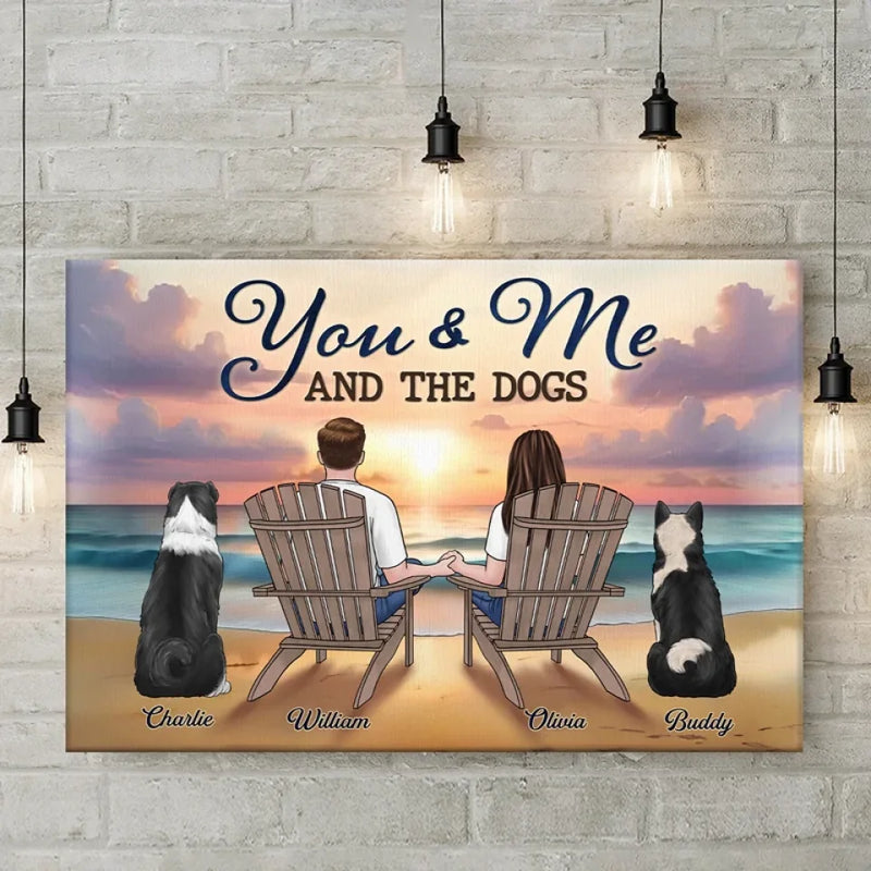 You And Me And The Fur Babies - Dog & Cat Personalized Custom Horizontal Canvas - Gift For Pet Owners, Pet Lovers
