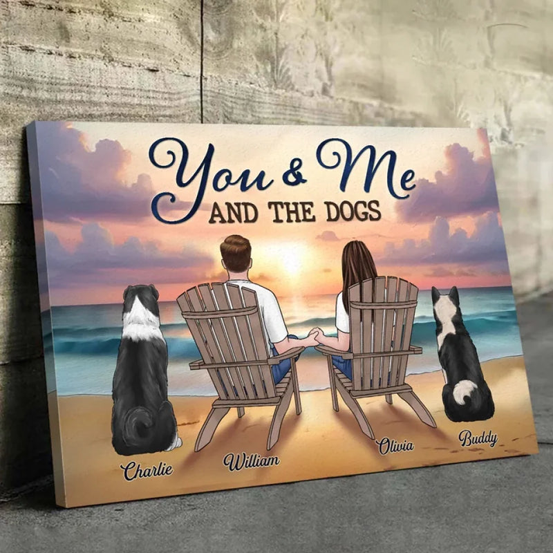 You And Me And The Fur Babies - Dog & Cat Personalized Custom Horizontal Canvas - Gift For Pet Owners, Pet Lovers