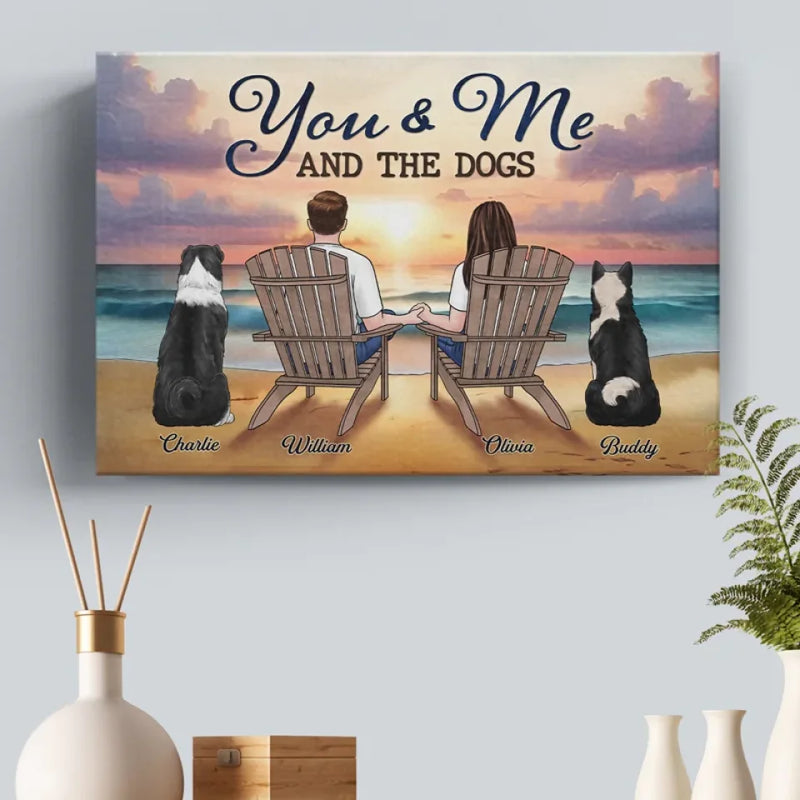 You And Me And The Fur Babies - Dog & Cat Personalized Custom Horizontal Canvas - Gift For Pet Owners, Pet Lovers