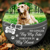 Custom Photo You Left Paw Prints On My Heart Forever - Memorial Personalized Custom Round Shaped Stone With Stand - Sympathy Gift For Pet Owners, Pet Lovers