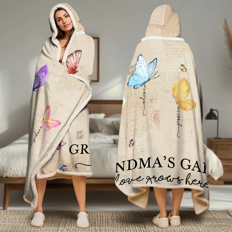 Family Is Where Love Is Endless - Family Personalized Custom Snuggle Blanket, Hoodie Blanket - Gift For Mom, Grandma