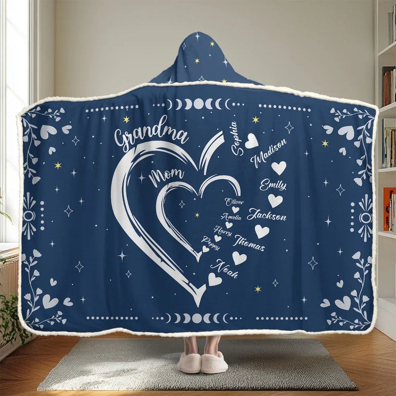 Rooted In Love, Growing Together - Family Personalized Custom Snuggle Blanket, Hoodie Blanket - Gift For Mom, Grandma